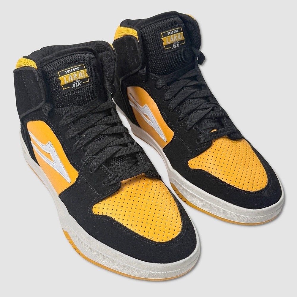 Lakai Telford High Skate Shoes - NEW Mens Size 9.5 Black / Gold - #49348-OF - Picture 4 of 5